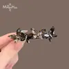 Presilha de Cabelo Borboleta com Strass, Acessório de Cabelo de Luxo para Cabelo Semi-Preso na Parte de Trás da Cabeça, Grampo Elegante para Mães, Presilha de Cabelo Reta, Presilha de Mola