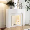 Gabinete Decorativo de Chimenea Negro Vintage Estilo Francés para Sala de Estar, Estante de Entrada Electrónico con Llama Simulada Estilo Europeo y Americano