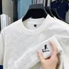 Camiseta Masculina Jacquard Gola Redonda Manga Curta 2026 Verão Novo Estilo Pônei Bordado Logo Casual Respirável Seda de Gelo Secagem Rápida Top