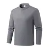 Camisa de Punto Antibacteriana con Cuello Henry 7A para Hombre, Capa Base Primavera/Otoño, Calidez para Senderismo al Aire Libre y Montañismo, Top de Manga Larga