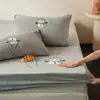 Sábana Bajera Ajustada de Terciopelo de Leche 230g Alto Gramaje Manta de Cama de Coral Fleece Otoño e Invierno Espesada Flocada Manta de Cama Infantil Juego de Tres Piezas