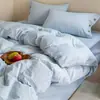 Juego de ropa de cama de cuatro piezas de gasa de doble capa de algodón puro, lujoso y de alta gama, funda de edredón 100% algodón, sábana, juego de cama estilo sábana ajustable 4