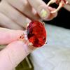 Anillo de piedra preciosa Esmeralda de imitación en oferta caliente en vivo Anillo de rubí y diamantes de lujo europeo y americano en forma de huevo anillo de turmalina amarilla para pareja