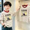 Camiseta base de rayas para niño, de algodón puro, manga larga, estilo nuevo para primavera y otoño