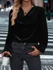 Outono e Inverno 2025 Novas Roupas Femininas Transfronteiriças Amazon Wish Europeu e Americano Veludo Coreano Gola de Pelo Tops Femininos de Manga Longa para Mulheres
