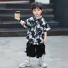 Conjunto de Verano para Niños con Chaleco de Hebilla de Cuero, Conjunto de Tres Piezas, Estilo Coreano, Conjunto Elegante y Moderno de Manga Corta para Niños, Ropa para Bebés