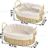 Cesta de Armazenamento Trançada Portátil para Piquenique, Cozinha, Quarto, Sala de Estar, Armazenamento Doméstico, Cesta de Armazenamento para Guardanapos, Temperos, Toalhas