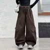 Pantalones Cargo Estampado de Leopardo para Niñas 2026 Otoño Nuevos Pantalones Sueltos de Pierna Ancha para Niños Mayores, Pantalones Curvos, Pantalones de Otoño para Niños