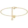 Tobilleras de 26 Letras de Nuevo Estilo Europeo y Americano, Tobilleras de Moda con Colgante de Corazón, Versátiles Cadenas de Tobillo de Playa Chapadas en Cobre Dorado