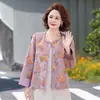 Casaco de outono de alta qualidade para mães, novo estilo primavera e outono 2026, roupas para mulheres de meia-idade com 50 anos, top moderno de estilo chinês de luxo leve