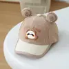Gorra de béisbol cálida de pana al por mayor para bebés niños, gorra linda de oso estilo japonés y coreano, nuevo sombrero infantil de otoño