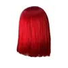 Peluca de encaje frontal para damas europeas y americanas, peluca de cabeza de champiñón roja, peluca corta recta tipo bob, peluca de cabeza completa, venta al por mayor