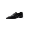 Sapatos Loafers Pontudos Simples de Couro Genuíno Estilo Frio Europeu e Americano Primavera 2023 Sapatos Pequenos de Couro de Salto Baixo Couro de Vaca Boca Profunda Camada Única para Mulheres