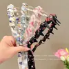 Faixa de Cabeça Floral Dentada Doce para Mulheres, Uso Diário ao Ar Livre, Faixa de Cabelo com Fita Superior de Caveira Alta, Prendedor de Cabelo Integrado, Acessório de Cabelo
