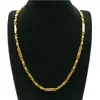 Collar de Cuentas Hexagonales de Buda de Oro Sólido, No se Desvanece, Cadena de Oro Grande, Collar de Eslabones de Bambú Hexagonal para Hombre, Oro Arena de Guanyin Llama