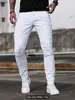 Jeans Blancos Casuales Elegantes Hme para Hombre con Estiramiento Ajustados Skinny Exclusivos para Temu en Europa y América