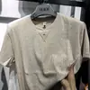 Camiseta de Manga Corta con Cuello Redondo para Hombre, Popular en TikTok, Moda Casual Simple de Color Sólido Bordada, Tejido de Seda Helada Fresco de Secado Rápido para Hombre