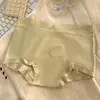 Calzoncillos tipo bóxer sin costuras para niñas, nueva cara sonriente, algodón puro, antibacterianos, entrepierna extendida, cintura media, transpirables, shorts para mujer que no pellizcan