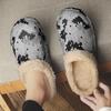 Pantuflas de Algodón para Hombre Antideslizantes Liberación de Agua Domésticas de Invierno para el Hogar Calientes de Suela Gruesa para Exteriores Pantuflas de Lana para Hombre Venta al por Mayor