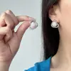 Brincos Elegantes Retrô em Forma de Coração Micro-Incustados de Alta Qualidade para Mulheres, Brincos de Tarraxa da Moda Leve Luxo Pérola Personalidade Versátil Temperamento