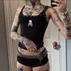 Chaleco Bordado Calavera Gótica Estilo Ins Transfronterizo Europeo y Americano Remache Personalizado Chaleco para Mujer Streetwear Sexy Chica Caliente