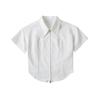 Cárdigan de manga corta con cremallera en solapa para mujer primavera y verano nuevo ajuste ceñido versátil color sólido dobladillo irregular camiseta pequeña top