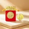 2027 Año de la Oveja Moneda de Oro Propicia Atracción de Riqueza Tarjeta de Dinero Bolsa de Terciopelo Paquete de Sobre Rojo Moneda Conmemorativa de Pan de Oro Regalo de Año Nuevo
