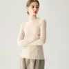 Suéter de Cachemir 100% Puro Rayado 2x2 para Mujer Otoño e Invierno Ajustado de Cuello Alto Medio Suéter Base de Punto Interior
