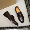Zapatos Mocasines de Cuero Genuino de Capa Superior Exclusivos de Comercio Exterior CL, Zapatos Slip-On Vintage con Relieve de Cocodrilo, Zapatos Formales de Cuero para el Trabajo
