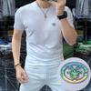 Camiseta de manga corta para hombre, moda de verano, algodón mercerizado, moderna, elegante, cuello redondo, seda helada, media manga, informal.
