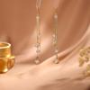 Aretes Largos de Ojo de Gato de Alta Gama, Aretes Adelgazantes, Aretes de Borla de Diseño Nicho, Aretes Elegantes