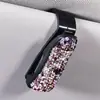 Suporte de óculos de carro multifuncional bonito incrustado de diamante carro viseira de sol de carro porta-bilhetes porta-bilhetes