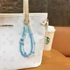 Cadena de Teléfono Móvil de Cristal de Lujo Ligero y Gama Alta, Llavero de Muñeca Corto con Doble Cadena de Cuentas con Forma de Botella de Perfume a la Moda