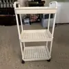 Carrinho de Armazenamento Versátil com Vários Níveis - Plástico Branco, Perfeito para Organização de Cozinha, Banheiro e Quarto