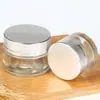 Botella de vidrio vacía para crema cosmética, con tapa de aluminio plateado, 20 g y 30 g.