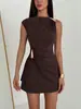 Vestido de Verão 2026 Novo Estilo Europeu e Americano Transfronteiriço Amazon, com Fivela de Metal de Alta Qualidade, Plissado, Slim Fit, que Molda o Quadril, para Mulheres