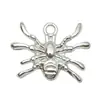 Set Mixto de 20 Colgantes Brillantes Plateados para Manualidades de Halloween con Forma de Fantasma Curioso, Telaraña y Murciélago para Pulseras, Collares y Accesorios de Joyería