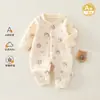 Macacão de Bebê para Primavera e Outono Classe A Macacão Quente de Manga Longa para Bebê Macacão Acolchoado Espesso de Algodão de Ar para Engatinhar Sem Ossos
