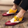 Sapatos Masculinos de Couro Color Block Transfronteiriços, Sapatos Casuais Fashion da Passarela com Bico Fino, Sapatos de Noivo para Casamento, Sapatos de Couro Masculinos de Tamanho Grande
