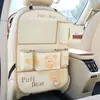 Bolsa de Almacenamiento para Coche Oso de Dibujos Animados Lindo Bolsa de Almacenamiento Colgante de Cuero Montada en el Coche Caja de Almacenamiento Multifuncional Bolsa de Almacenamiento