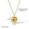 Colar Pingente Pedra Natural Estilo Vintage Old Money Transfronteiriço, Colar Longo de Aço Inoxidável 18K Fashion e de Alto Padrão para Mulheres