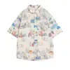 Camisa Havaiana Floral de Manga Curta Masculina Solta e Versátil Verão Estilo Hong Kong Camisa Marca de Moda de Hong Kong Top Casual Bonito