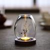Estilo retro transparente Zen retro casa à prova de vento abajur estilo chinês decoração à luz de velas jantar vidro castiçal redondo