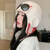 Gorro Lei Feng de Pana con Combinación de Colores de Invierno Set con Gafas a Prueba de Viento Desmontables Gorro de Piloto Cálido para Exteriores Protección para los Oídos