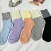 Calcetines de verano para mujer, 100% algodón, hasta la pantorrilla, holgados, transpirables, con dibujos, grises, para zapatos Birkenstock, calcetines largos