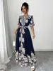 Amazon Transfronterizo Ropa de Mujer Posicionamiento Retro Europeo y Americano Estampado Color Bloque Bohemio Cachemir Vestido Largo