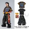 Roupa de dança de rua infantil, conjunto de calça solta de manga curta hip-hop para meninos, roupa de performance hip-hop para meninas, roupas da moda infantil