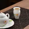 Taza de té de porcelana blanca de Dehua pintada a mano con peonías, taza de té de cerámica Kung Fu, taza de maestro, taza individual, juego de té para el hogar