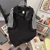 Camiseta Polo de Punto Hueca de Manga Corta con Tres Rayas Estilo Retro Americano para Hombre, Camiseta Pulóver Casual Holgada de Secado Rápido para Verano