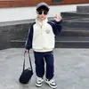 Conjunto de Ropa de Otoño para Niños 2026 Nuevo Estilo Bloques de Color para Niños Cuello Alto Primavera y Otoño Ropa Deportiva con Media Cremallera para Bebé